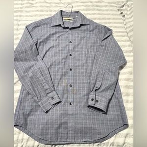 Michael Kors men’s dress shirt , blue striped/checkered size medium 15-15 1/2; 3